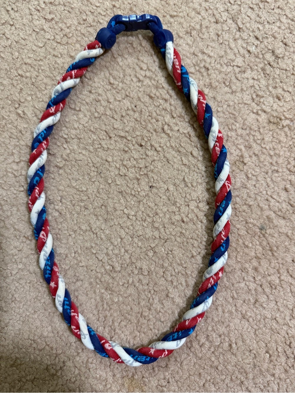 Phiten Red White Blue Braided Sports Necklace 22” Baseball Athletic